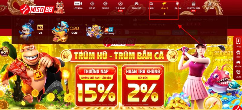 Bắn cá tích hợp công nghệ 3D lôi cuốn tại Miso88